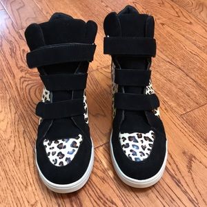 Animal print wedge high tops